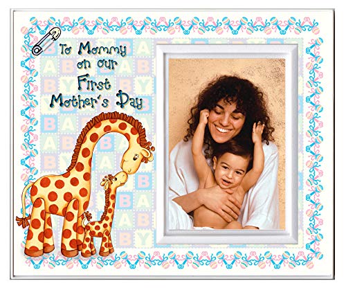 To Mommy on Our First Mother’s Day Picture Frame | 1st Mothers Day Picture Frame Gift | Holds 3.5” x 5” Photo | Boy or Girl Nursery Decor | Baby Giraffe Theme