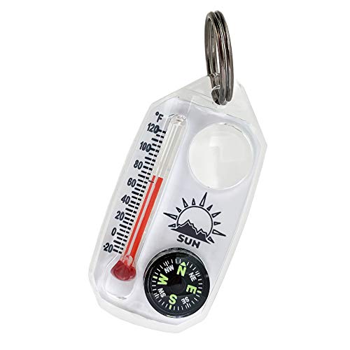 Sun Company TripleGage – Zipper Pull Compass, Thermometer, and Magnifying Glass