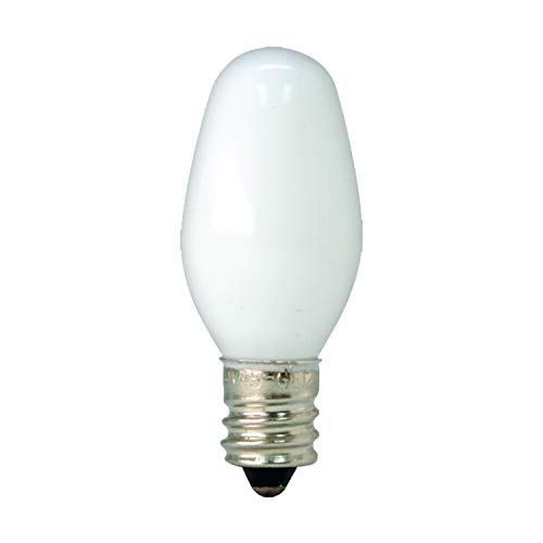 GE Incandescent Light Bulbs, C7 Night Light Bulbs, 4-Watts, 14-Lumens, White, Candelabra Base, 4-Pack, Light Bulbs for Plug-In Night Light