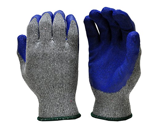 G & F 1511M-DZ Rubber Latex Coated Work Gloves for Construction, Blue, Crinkle Pattern, Men’s Medium (Sold by dozen, 12 Pairs)