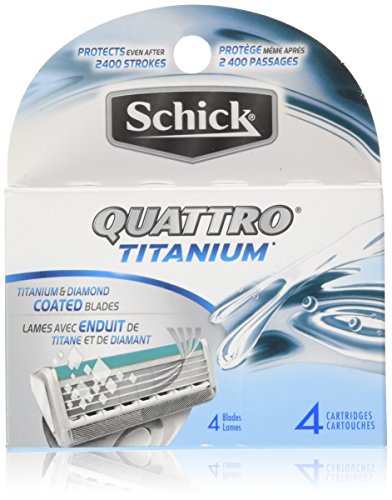 Schick Quattro Titanium Razor Blade Refills for Men – 4 Count (Pack of 2)