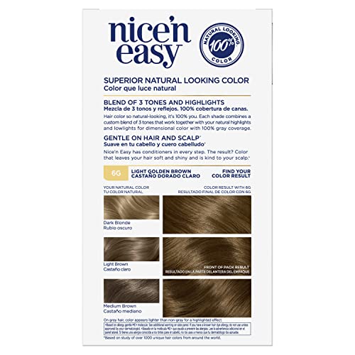 Clairol Nice’n Easy Permanent Hair Dye, 6G Light Golden Brown Hair Color, Pack of 3 | The Storepaperoomates Retail Market - Fast Affordable Shopping