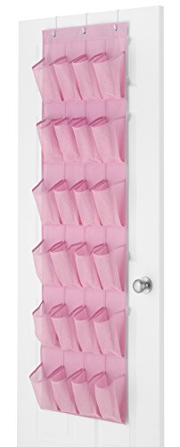 Whitmor 24 Pocket Over the Door Shoe Organizer – Pink