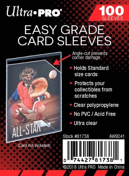 Ultra PRO – Easy Grade (100 Ct.) Card Sleeves (2.5″ x 3.5″) Card Protective Sleeves – Protect your collectible Trading Cards, Sports Cards, and Gaming Cards from Wear and Tear