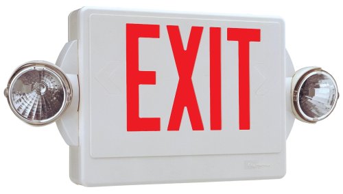 Lithonia Lighting LHQMSW1R 120/277 RED Quantum Red LED Combo Exit/Emergency Light with Back-Up Battery