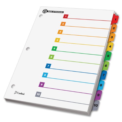 Cardinal by TOPS Products OneStep 100% Recycled Index System, 10-Tab, Numbered, Multi-Color, 1 Set (71018)