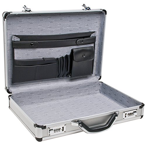 RoadPro SPC-931R 17.5″ x 4″ x 13″ Silver Aluminum Briefcase,Medium