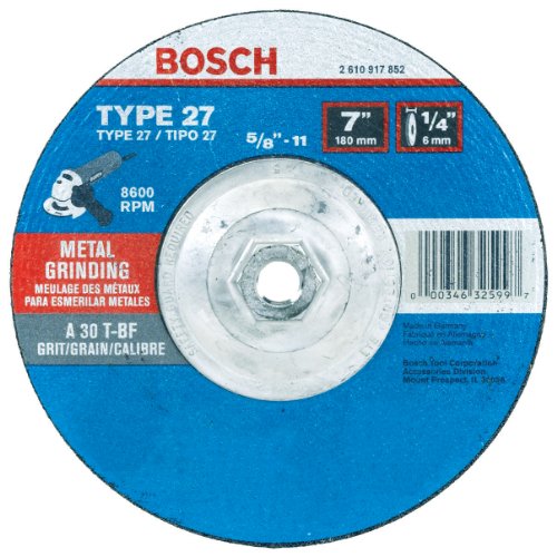 Bosch GW27M701 Type 27 Metal Grinding Wheel, 7-Inch 1/4 by 5/8-11-Inch Arbor (Pack of 1)
