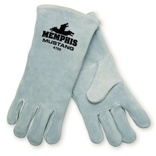 MCR Safety 4700 Mustang Cow Leather Premium Select Welder Gloves, 13″ 1-Piece Back with Reinforced Thumb, Sewn with Dupont Kevlar Thread, Insulated, X-Large, 1-Pair