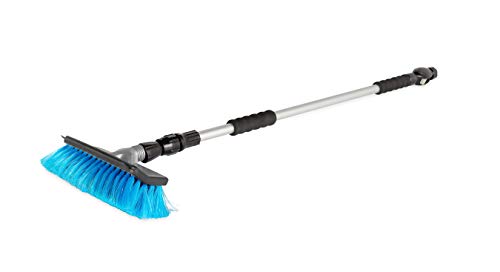 Camco RV Flow-Through Wash Brush | Features an Adjustable Handle, a Standard Garden Hose Connection, and an On/Off Button to Control Water Flow (43633)