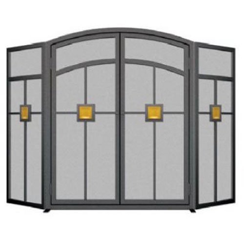 Panacea Products 15137 3-Panel Mission Fireplace Screen,Black