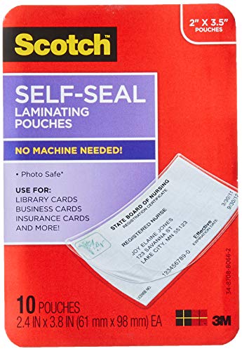 Scotch(R) Self-Sealing Laminating Pouches , Business Card Size (LS851-10G)