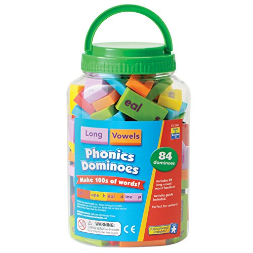 Educational Insights Phonics Dominoes – Long Vowels – Manipulative for Classroom & Home, Set of 84 Dominoes in 6 Colors, Ages 6+