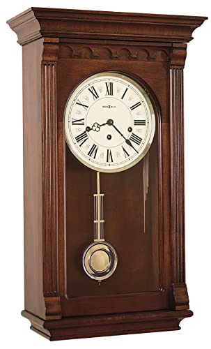 Howard Miller Alcott Wall Clock 613-229 – Windsor Cherry, Brass Pendulum with Mechanical, Key-Wound, Single-Chime Movement