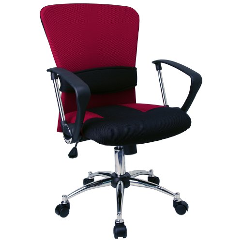 Flash Furniture Mid-Back Red Mesh Swivel Task Office Chair with Adjustable Lumbar Support and Arms