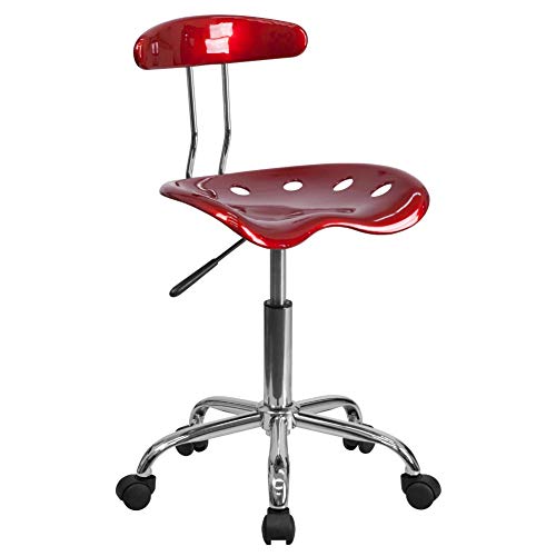 Flash Furniture Vibrant Wine Red and Chrome Swivel Task Office Chair with Tractor Seat