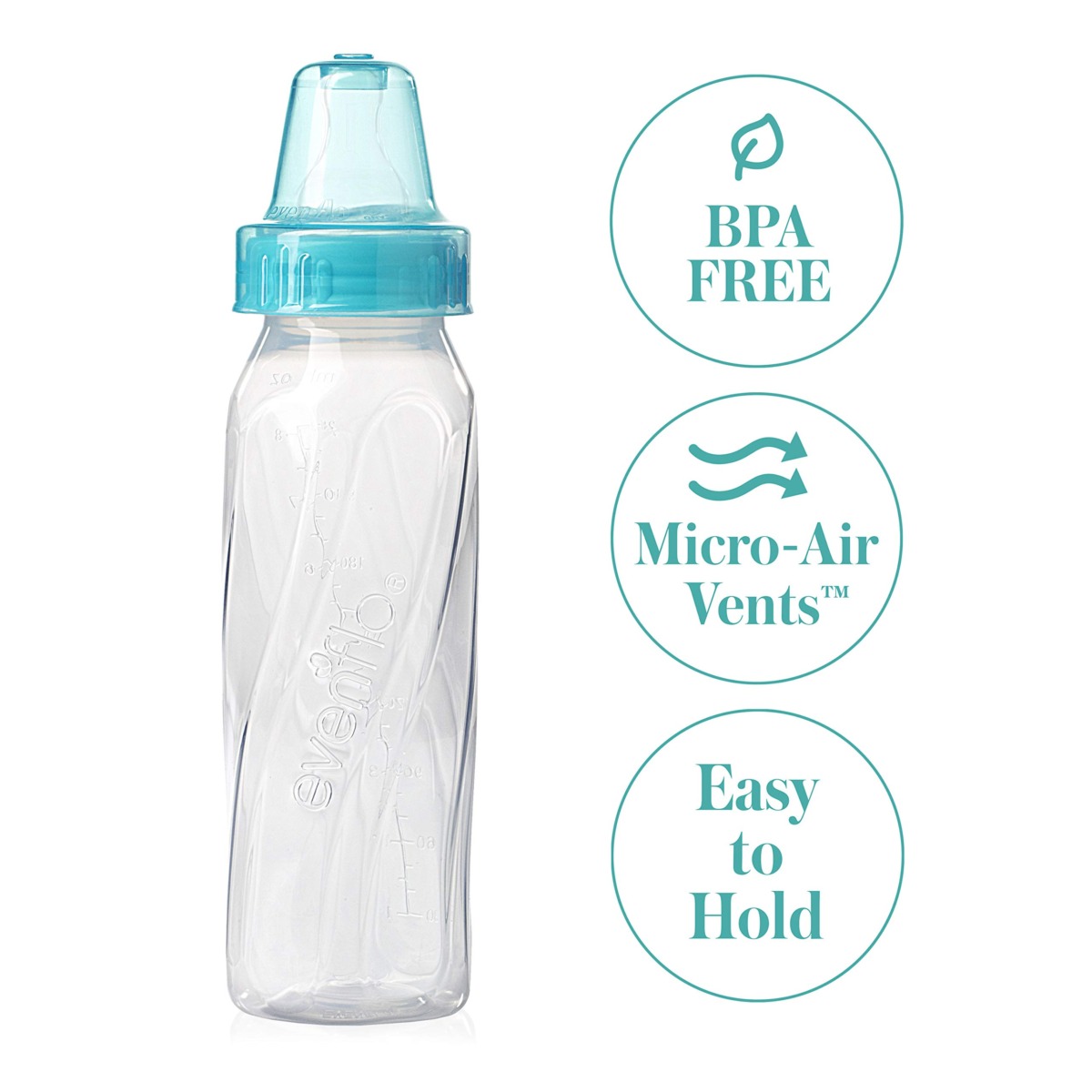 Evenflo Feeding Classic Clear Plastic Standard Neck Bottles for Baby, Infant and Newborn – Pink/Lavender/Teal or Green/Blue/Teal (Colors May Vary), 8 Ounce (Pack of 3) | The Storepaperoomates Retail Market - Fast Affordable Shopping