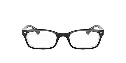 Ray-Ban RX5150 Rectangular Prescription Eyeglass Frames, Black On Transparent/Demo Lens, 52 mm