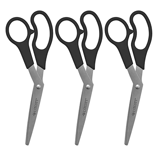 Westcott All Purpose Value Scissors, 8″ Bent, Pack of 3, Black (13402)