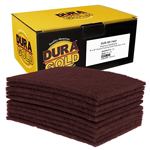 Dura-Gold Premium 6″ x 9″ Maroon General Purpose Scuff Pads, Box of 10 – Scuffing, Scouring, Sanding, Paint Primer Prep Adhesion Scratch – Surface Preparation Automotive Car Auto Body Woodworking Wood