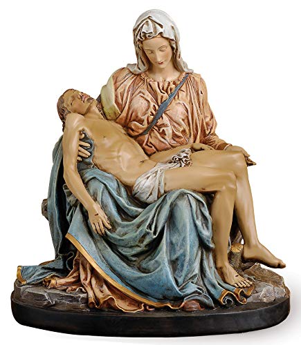 Joseph’s Studio by Roman – Colored La Pieta Figure on Base, Renaissance Collection, 10″ H, Resin and Stone, Religious Gift, Decoration