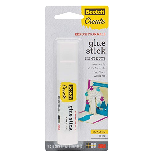 Scotch Repositionable Glue Stick, 0.49 oz, Non-Toxic and Acid Free (6314-CFT), 0.49-Ounce, Clear
