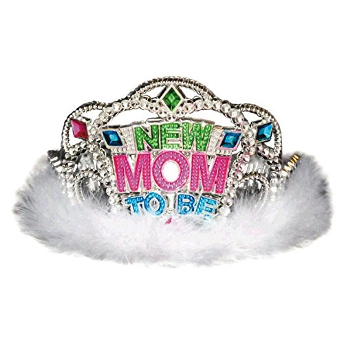 amscan Delightful New Mom to Be Tiara Baby Shower Party Novelty Favors, 3-1/2 x 4-1/2″, Silver/White