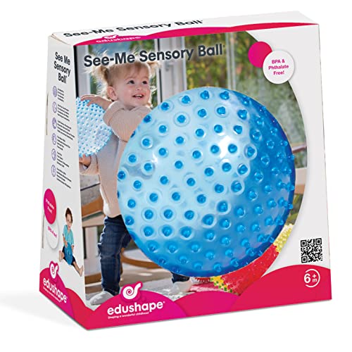 Edushape The Original Sensory Ball for Baby -7” Transparent Primary Color Baby Ball that Helps Enhance Gross Motor Skills for Kids Aged 6 Months & Up – Pack of 1 Vibrant & Unique Toddler Ball for Baby