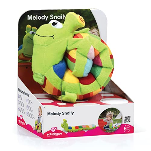 Edushape Melody Snaily, Musical Plush Toy – Soft Snail Infant Musical Animal with Sound Keyboard & Straps for Attaching to Car, Crib or Stroller On the Go – Musical Sensory Developmental through Sound