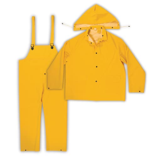 Custom Leathercraft mens Duty Clc 3 Piece Heavyweight Pvc Rain Suit Size X Large 872008, Yellow, X-Large US