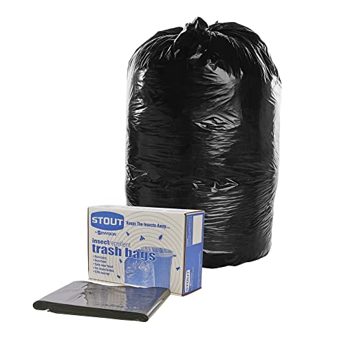 Stout by Envision 55 Gallon Insect & Pest Repellent Trash Bags – 65 Bags – 2 mil All Natural, Non-Toxic Heavy Duty 100% Recyclable Garbage Bags