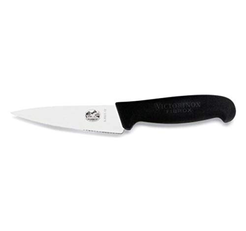 Victorinox Black Fibrox Pro Chef’s-Serrated 5″ Mini-Blade 1¼” width at handle, 5 inch