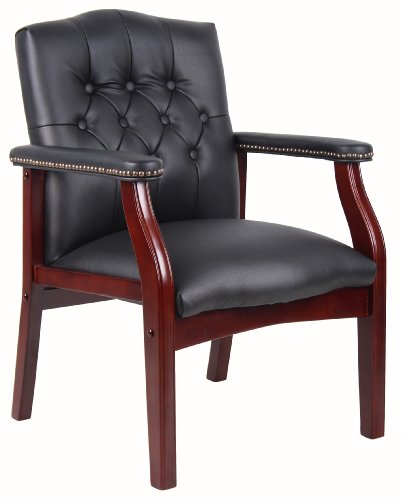 Boss Office Products Ivy League Executive Guest Chair, Vinyl, Black