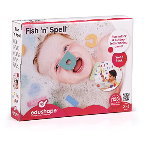 Edushape Fish ‘N’ Spell Bath Toy Set – Montessori Early Child Development Learning Toy – Teach Cause and Effect, Reasoning, and Cognitive Skills – Fit for Infants, Babies, Toddlers
