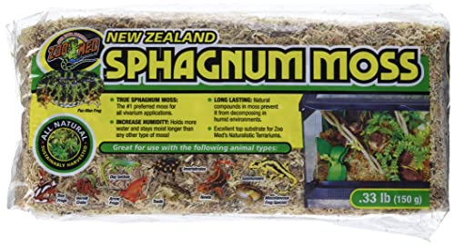 Zoo Med Laboratories SZMCF25 New Zealand Sphagnum Moss, .33-Pound,Black
