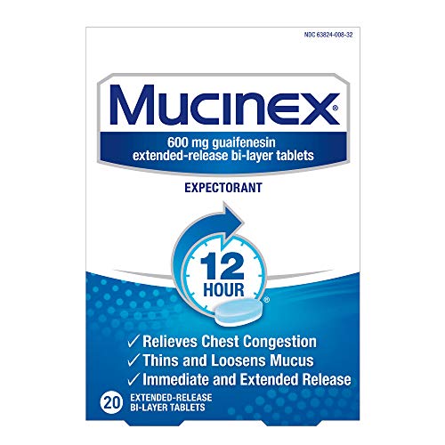 Mucinex 12-Hour Chest Congestion Expectorant Tablets, 20 Count (Pack of 2)