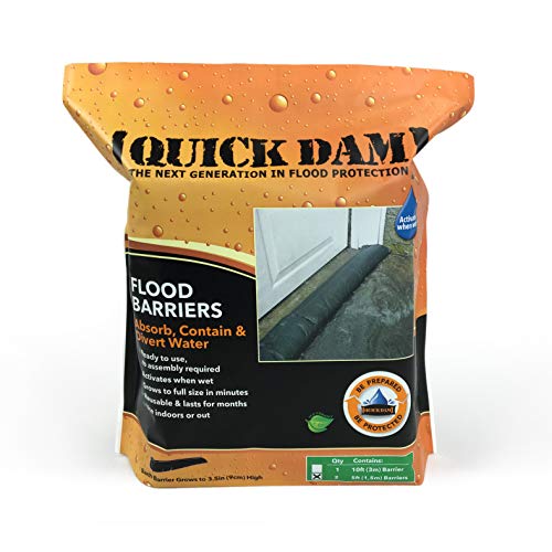 Quick Dam QD65-2 5′ Barrier Water Flood Dam Bags, 2 Pack, Black