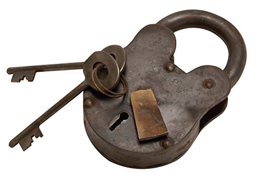 Deco 79 Brass Lock And Key, 1″ x 3″ x 2″, Dark Gray