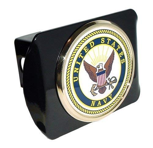 Elektroplate US Navy USN Black Metal Trailer Hitch Cover with Metal Seal Logo