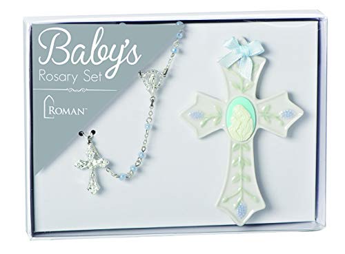 Giftware by Roman Inc, Children’s Gifts, New Baby, 2 PC ST BOY Rosary & 4″ Cross,Religious, Inspirational, Durable (4x1x4)