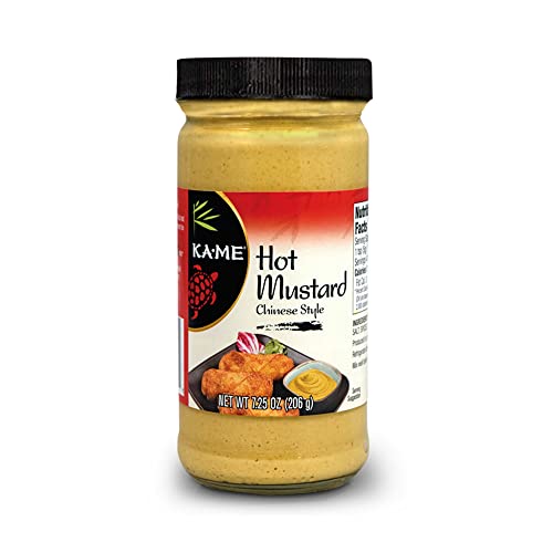 KA-ME Hot Mustard 7.25 oz, Asian Ingredients and Flavors, No Preservatives/MSG, Condiments For Egg & Spring Rolls, Fried Wonton, Roasted Pork Belly, Chinese Beef Hot Pot and Many More
