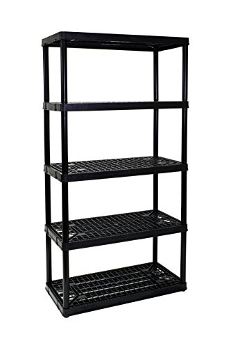 Gracious Living 72 Inch 5 Shelf Heavy Duty Light Weight Garage or Indoor Storage Unit Holds up to 150 Pounds with Easy Assembly (1 Pack), Black