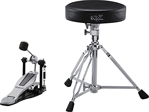 Roland Dap-3X Essential V-Drums Accessories, Includes A Pair of Hickory-Made Drumsticks, A Kick Pedal with New Embossed Logo Footplate, and A Drum Throne with Double-Braced Tripod