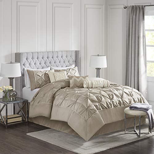 Madison Park Laurel 7 Piece Comforter Set Color: Taupe, Size: King
