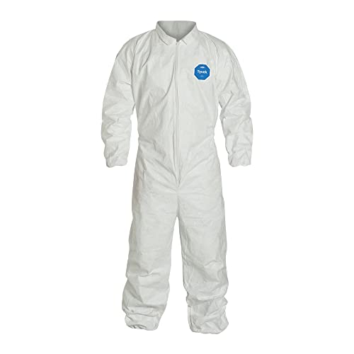 DuPont – TY125SWHXL0006G1 Tyvek 400 TY125S Disposable Protective Coverall with Elastic Cuffs, White, X-Large (Pack of 6)