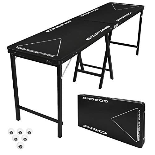 GoPong PRO 8 Foot Premium Beer Pong Table – Heavy Duty (Black, 36-Inch Tall)