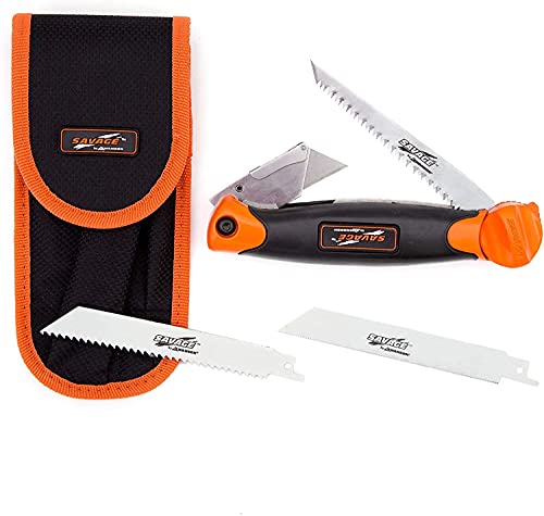 Swanson SVK666 Savage Folding Jab Saw/Utility Knife with 3 Saw Blades, 1 Utility Knife Blade and Soft Pouch