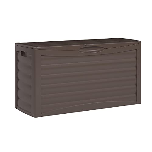 Suncast 63 Gallon Resin Outdoor Patio Storage Box, Brown