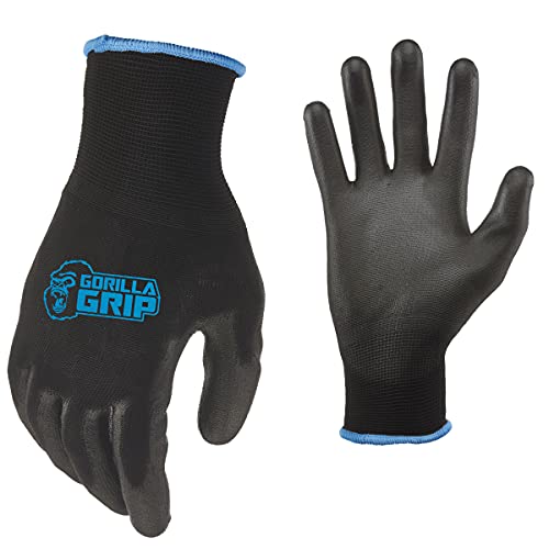 Gorilla Grip Never Slip, Maximum Grip All-Purpose Gloves (Large), Black