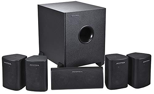 Monoprice 5.1 Channel Home Theater Satellite Speakers And Subwoofer – Black